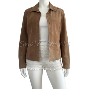 แจ็คเก็ตหนังแท้ผู้หญิงรุ่นล่าสุด แขนยาว สีพื้น สำหรับสุภาพสตรี รับออกแบบโลโก้ OEM เสื้อผ้าฤดูหนาว - Product Image 4