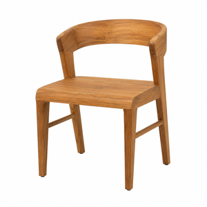Chaise de salle à manger contemporaine en teck massif, dossier incurvé, assise sculptée - Design moderne, écologique et durable pour une utilisation à la maison et en extérieur - Product Image 1