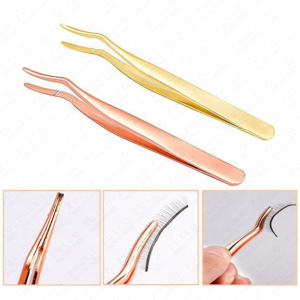 Premium Curved Stainless Steel Eyelash Tweezers with Colorful Tips Volume Lash Applicator <b>Tools</b> for Beauty Professionals - Product Image 2