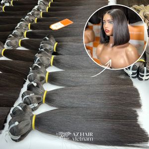 Precio al por mayor Bundles Bone Straight Remy 100% Extensiones humanas vírgenes vietnamitas Natural Black Colorful Options Machine Double - Product Image 1