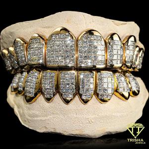 เครื่องทดสอบเพชร พรินเซสคัท คัสตอม VVS มอยส์ซาไนต์ กริลล์ซ เงินแท้ 925 ชุบทอง ประดับเพชรแบบไอซ์เอาท์ เครื่องประดับฟันฮิปฮอป - Product Image 1