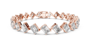 LUXURY LAB GROWN EMERALD CUT DIAMOND TENNIS BRACELET SET 18KT YELLOW <b>GOLD</b> RHODIUM PLATED CERTIFIED DAILY OFFICE WEAR WEDDING - Product Image 5