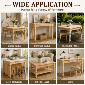 Durable Solid Rubberwood Furniture Legs Polished Finish Living Room Workshop Replacement Accessories for <b>Table</b> Wooden Column - Product Image 4