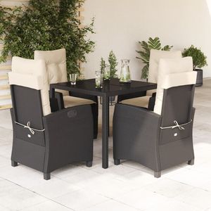 Set da Pranzo da Giardino in Rattan Bianco Crema e Nero, 4 Posti, Arredamento da Esterno Resistente alle Intemperie, Design Contemporaneo - Product Image 3