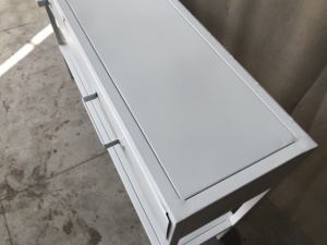 Mesa Consola de Metal Blanca para Entrada, Mesa de Sofá, Escritorio de Pasillo con Cajones y Estante Abierto para Sala de Estar - Product Image 5