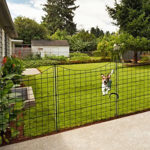 Recinzione da Giardino in Metallo a 5 Pannelli 91 cm L x 99 cm H, Barriera Temporanea da 1,8 m per Patio, Cortile e Giardino; Barriera per Animali Domestici Senza Scavo, Facile da Montare - Product Image 5