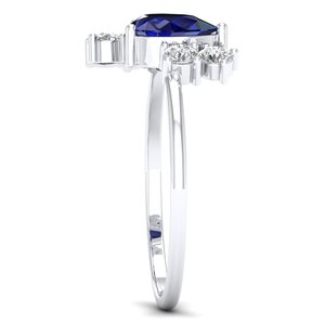 Bague de Fiançailles REYES en Argent Sterling 925 avec Moissanite et Saphir Bleu Taille Poire 0,75 Carat – Prix d'Usine en Gros - Product Image 3