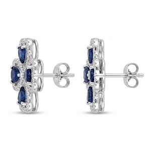 Boucles d'oreilles classiques en or blanc 14 carats plaqué rhodium, diamants de laboratoire taille octogonale, style hip-hop, cadeau de mariage pour femme, bijoux - Product Image 1