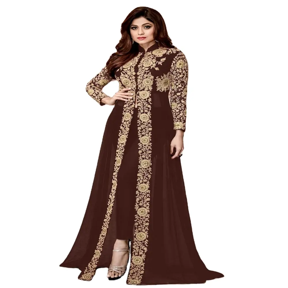 Modieuze Dagelijkse Slijtage Georgette Western Style Full Length Designer Salwar Kameez Pak Alle Maten Beschikbaar