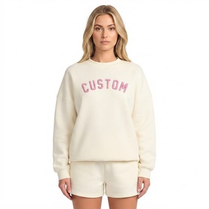 Premium Women Lounge Set Crewneck Sweatshirts Customized Design Embroidery Cotton Fleece Private <b>Label</b> Casual Hoodies Supplier - Product Image 1