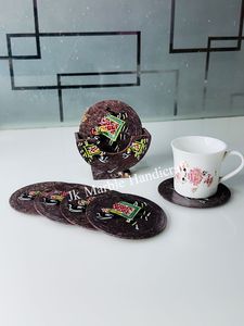 High Quality Religious Design Marble <b>Coaster</b> Set Handmade Polished Durable Home Decor Circular Pattern - Product Image 2