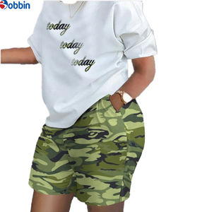 Conjuntos de Dos Piezas de Camiseta y Pantalones Cortos para Mujer, Conjuntos Casuales Estampados para Mujer, Conjuntos Deportivos con Estampado de Camiseta y Pantalones Cortos - Product Image 4