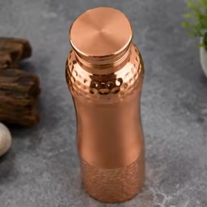 Handmade copper water bottle Minimalist travel <b>drinkware</b> Portable copper bottle with lid Pure copper water container - Product Image 1