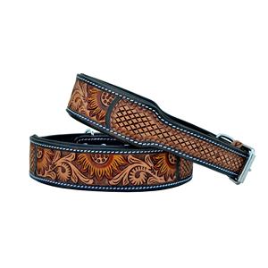 Colliers pour chien en cuir tressé avec logo personnalisé Colliers pour chien en cuir marron - Product Image 3