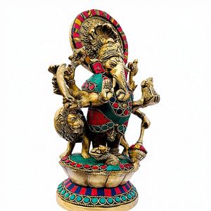 Nirmala Handicrafts - Estatua de Ganesha de Latón, Figura de Ganpati de Piedra, Hecha a Mano, Dios Indio del Dinero, para Decoración del Hogar - Product Image 2