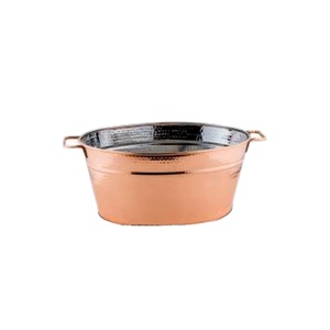Copper Antique Finished Exterior And Silver Shiny Polished Interior Hammered Texture Metal <b>Wine</b> Ice Bucket Beverage Tub Supplies - Product Image 1