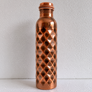 Pure <b>Copper</b> Water <b>Bottle</b> Diamond Design Leakproof Reusable <b>Drinking</b> <b>Bottle</b> Ayurvedic Metal Drinkware for Wholesale Bulk Supplier - Product Image 2