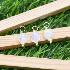 <b>Moonstone</b> Smooth Tumble Charm 8 to 10mm Natural Gemstone <b>Pendant</b> Dainty Jewelry Supply Gift For Her - Product Image 2