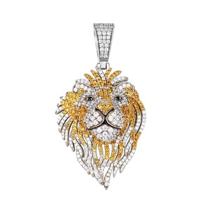 Hip Hop Lion Head Pendant Necklace Iced Out 925 Silver Pendant Animal Lover Pendant Rapper Bling Pendant Pass Diamond <b>Tester</b> - Product Image 1
