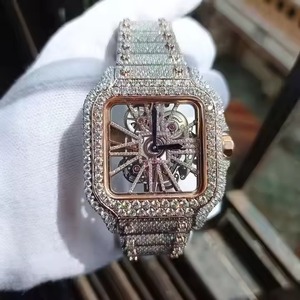 นาฬิกาข้อมือสแตนเลสสตีลประดับเพชรเพาะเลี้ยงระดับพรีเมียม สำหรับโอกาสพิเศษ ดีไซน์สวยงาม กลไกควอตซ์ หน้าปัดกระจก - Product Image 1