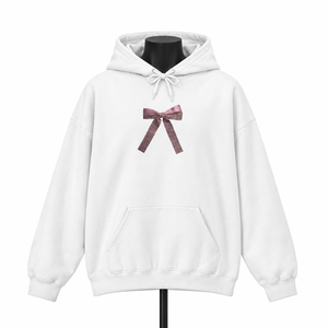 Women’s <b>White</b> <b>Oversized</b> <b>Hoodie</b> Custom Bow Graphic Pullover Casual Streetwear Fleece <b>Hoodie</b> Manufacturer - Product Image 1