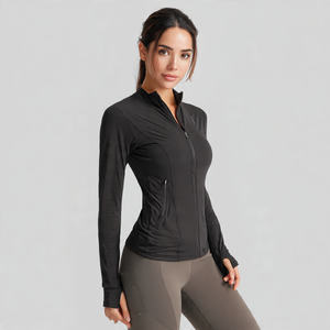 Chaqueta Deportiva de Yoga con Compresión para Hombre, 100% Poliéster, Cuello Alto, Logotipo Frontal, Resistente al Viento y Transpirable, para Correr y Trotar - Product Image 6