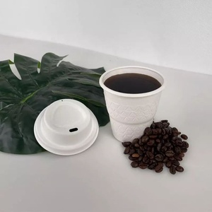 Couvercle de tasse à café en bagasse de 80 mm, compostable, jetable, résistant aux fuites, pour tasses à boissons chaudes, OEM personnalisé - Product Image 2