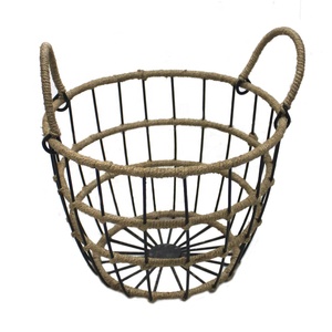 Eco-Friendly Metal <b>Wire</b> <b>Basket</b> with Rope Design <b>for</b> Kitchen <b>Storage</b> Vintage Style Oval Shape Multi-Purpose Home Use - Product Image 2