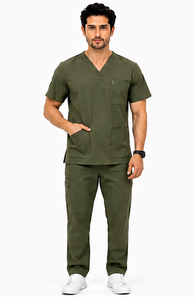 fashion mens doctor <b>scrub</b> uniform 2 piece jogger set breathable spandex nursing hospital <b>work</b> clothes custom logo durable - Product Image 2