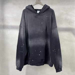 Sweat à capuche vintage hip-hop personnalisé pour homme, effet délavé, brodé, vente en gros, haute qualité, logo personnalisé - Product Image 3