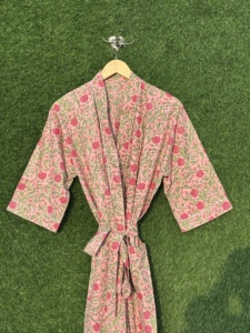 Robe décontractée pour femmes, kimono en coton 100% écologique, impression numérique, haute qualité, longueur cheville, tenue de plage, taille unique - Product Image 1