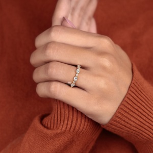 Oval and Round Diamond Eternity Band 14K Gold Alternating Diamond <b>Wedding</b> Band Stackable Bridal Ring Anniversary <b>Gift</b> For Her - Product Image 3