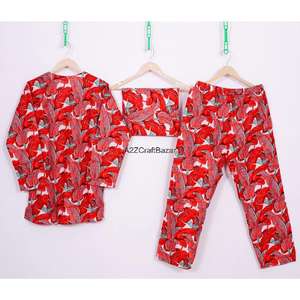 Conjunto de Pijama Casual de Invierno para Mujer, Hecho a Mano, Transpirable, Suave, 100% Algodón Puro, Estampado Floral, Cuello en V, Manga Larga, Multicolor - Product Image 6