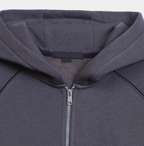 เสื้อฮู้ดซิปแบบยูนิเซ็กซ์สำหรับผู้ชาย ผ้าโพลีเอสเตอร์/คอตตอน ทรงบ็อกซี่ ไหล่ตก ตัดสั้น ปักโลโก้  แบบเรียบหรู - Product Image 5
