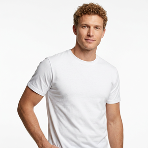Men's <b>White</b> 100% Cotton Short Sleeve Turtleneck Regular Fit Formal T-<b>Shirt</b> Solid Color Jersey Knitted <b>Plain</b> Dyed Eco-Friendly - Product Image 3