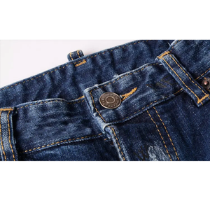 Jeans bleus délavés personnalisés pour hommes, pantalons en denim délavé pour le streetwear, les tenues décontractées, la mode quotidienne et les vêtements OEM - Product Image 5