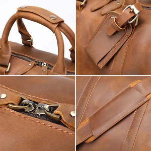 Sacs de voyage en cuir personnalisés, sacs de sport et de gym, sacs de voyage en cuir, prix de gros, fermeture éclair vintage, nouvelle mode, OEM - Product Image 3