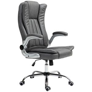 Sedia da Ufficio Ergonomica con Schienale Alto, Braccioli Imbottiti Ribaltabili, Inclinazione e Altezza Regolabili, Base in Nylon Marrone Scuro, Design Reclinabile - Product Image 1
