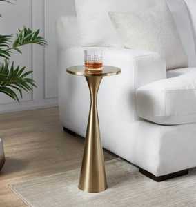 Modern Brass Side Table Round Gold Metal Living Room Furniture Decor Durable Indoor Use - Product Image 1