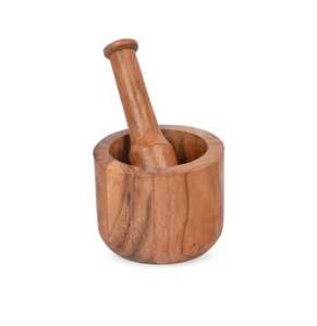 ชุดครกไม้ทรงกระบอกสำหรับบดเครื่องเทศ สมุนไพร กระเทียม พร้อมโถบดในตัว - Product Image 1