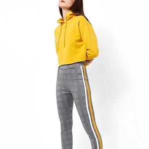 Nouveauté : Sweat à capuche court pour femme en coton pur, couleur unie, style tendance, look élégant, 300 GSM - Product Image 4