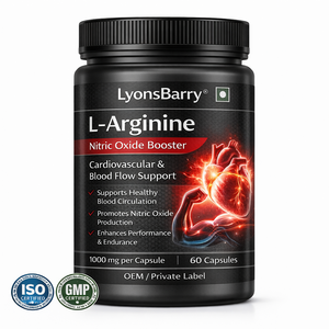 Cápsulas de L-Arginina para Aumentar el Óxido Nítrico, Soporte Cardiovascular, Flujo Sanguíneo, Suplemento para el Rendimiento, Fabricante OEM, India - Product Image 1