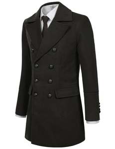 Gabardina Larga de Color Negro, Mezcla de Lana Ecológica, para Bodas y Fiestas, Estilo Blazer, Doble Botonadura, Transpirable - Product Image 3