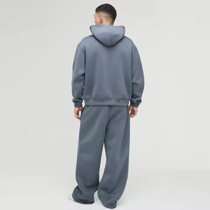 Sweat-shirt à capuche surdimensionné pour homme, gris uni, 100% coton molletonné, vêtement décontracté d'automne, coupe classique, respirant, pull-over ROLEIN 380g - Product Image 3