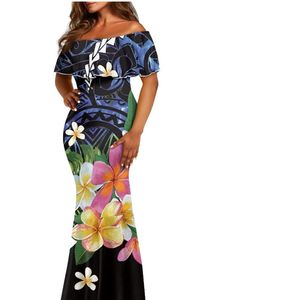 Off Shoulder Floral Print Maxi Dress With Ruffles Mermaid Silhouette Boho Style Summer Party Dress Breathable Woven Fabric - Product Image 2