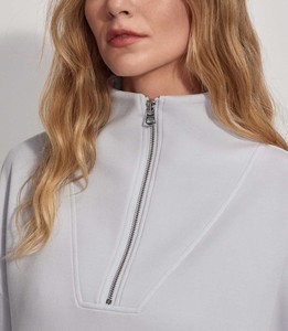 Sweat-shirt pour femme grande taille à demi-zip, le plus vendu en gros, avec capuche à quart de zip, épaules tombantes, en tissu tricoté délavé, logo personnalisé - Product Image 5