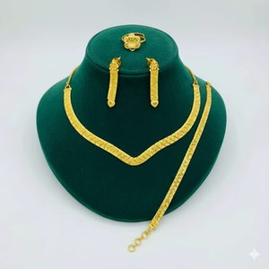 สร้อยคอโซทัวร์แบบแผ่นชุบทอง 24K ชุดเครื่องประดับ 3 ชิ้น ดีไซน์หรูหรา เหมาะสำหรับงานแต่งงานและงานปาร์ตี้ - Product Image 3