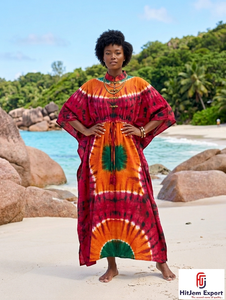 Women <b>Beach</b> <b>Kaftan</b> Dress Printed Loose Fit Resort Wear Silk Cotton Rayon Polyester Custom Production Bulk Supplier - Product Image 6