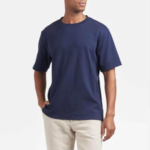 Camiseta de Manga Corta Azul Marino Lisa para Hombre, Corte Holgado, Estilo Casual, 100% Algodón Jersey, Cuello Redondo, Estampado de Dibujos Animados, Estilo Hip Hop - Product Image 3