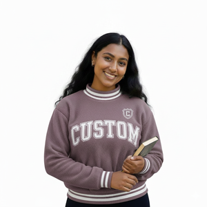 Suéter de punto largo estampado para mujer, cuello simulado, forro polar, ajuste holgado, informal, para invierno, que ofrece comodidad cálida y acogedora para la temporada. - Product Image 1